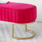 Bedroom Bench ,Velvet Oval Upholstered End of Bed Bench with Golden Metal Legs ,48 Storage Ottoman Bench