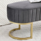 Bedroom Bench ,Velvet Oval Upholstered End of Bed Bench with Golden Metal Legs ,48 Storage Ottoman Bench