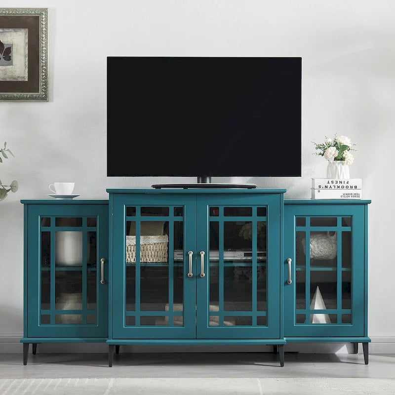 Wooden TV Stand, Sideboard Buffet, Storage Cabinet with 4 Doors