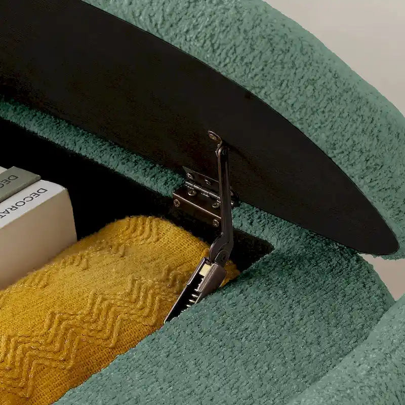 Ottoman Oval Storage Bench 3D Lamb Fleece Fabric Bench with Large Storage Space for the Living Room, Entryway and Bedroom