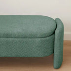 Ottoman Oval Storage Bench 3D Lamb Fleece Fabric Bench with Large Storage Space for the Living Room, Entryway and Bedroom
