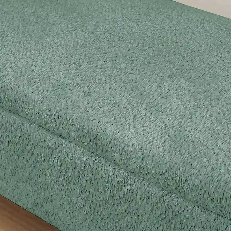 Ottoman Oval Storage Bench 3D Lamb Fleece Fabric Bench with Large Storage Space for the Living Room, Entryway and Bedroom