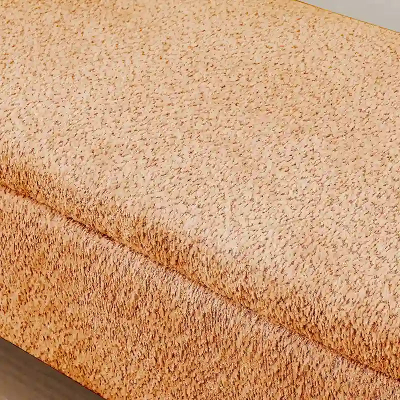 Ottoman Oval Storage Bench 3D Lamb Fleece Fabric Bench with Large Storage Space for the Living Room, Entryway and Bedroom
