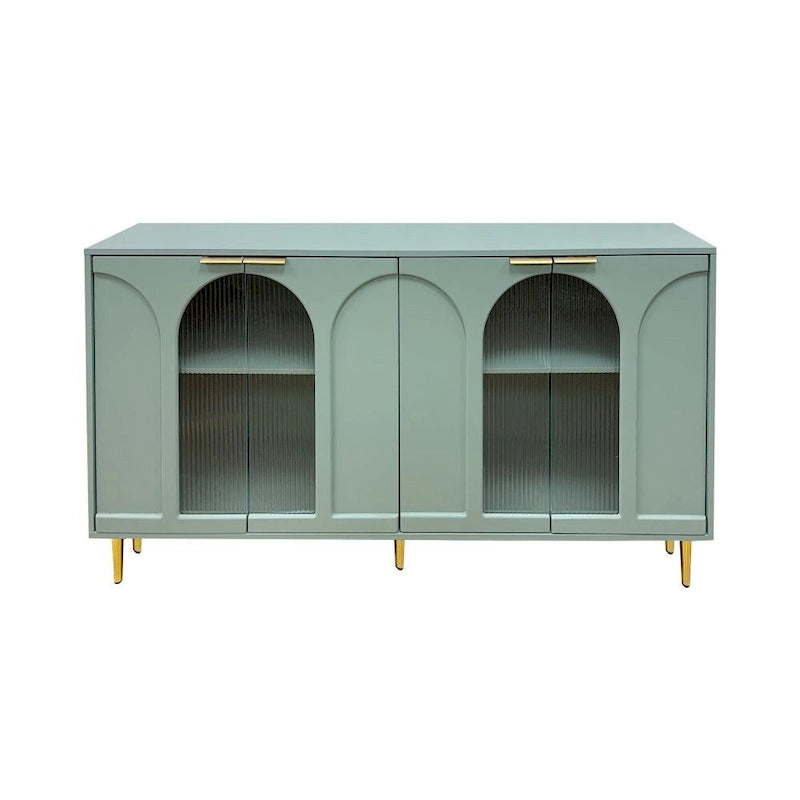 Accent Cabinet Lacquered Wooden Cabinet with 4 Glass Doors Sideboard Buffet Server Cabinet Storage Cabinet