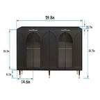 Accent Cabinet Lacquered Wooden Cabinet with 4 Glass Doors Sideboard Buffet Server Cabinet Storage Cabinet