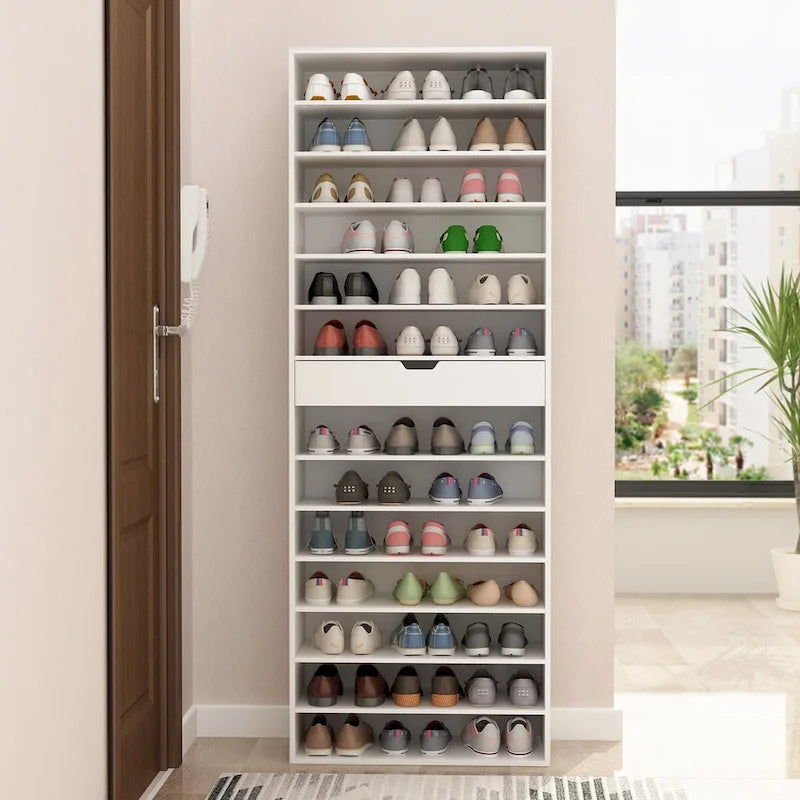 Versatile Storage Solution White Shoe Cabinet for Flats Boots 78.18H