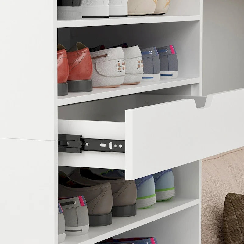 Versatile Storage Solution White Shoe Cabinet for Flats Boots 78.18H