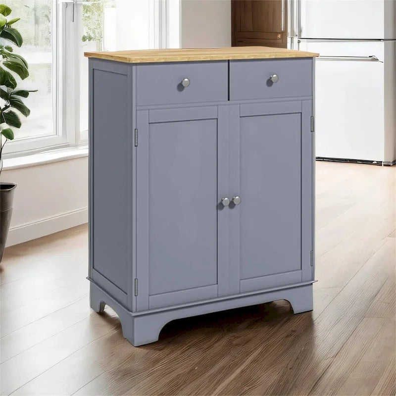 Double Door Sideboard Buffet Cabinet with Drawers and Adjustable Shelf