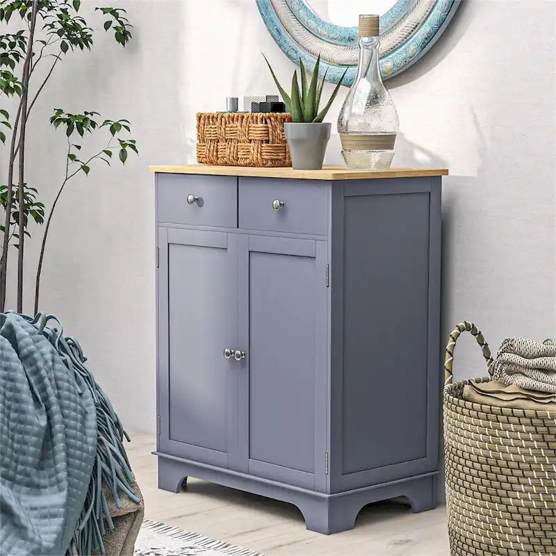 Double Door Sideboard Buffet Cabinet with Drawers and Adjustable Shelf