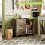 3 Drawer Mobile Wood File Cabinet with Storage - 15.7D x 31.3W x 24.7H