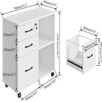 3 Drawer Mobile File Cabinet with Lockable Storage - 34.6D x 18.1W x 6.9H