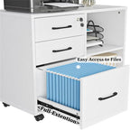 3 Drawer Mobile File Cabinet with Lockable Storage - 34.6D x 18.1W x 6.9H