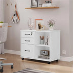 3 Drawer Mobile File Cabinet with Lockable Storage - 34.6D x 18.1W x 6.9H