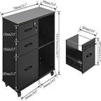 3 Drawer Mobile File Cabinet with Lockable Storage - 34.6D x 18.1W x 6.9H