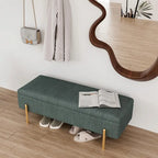 Rectangular Upholstered Storage Bench with Padded Seat and Storage Chest