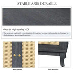 Handcrafted Premium Grain Panels,Rattan Sideboard Buffer Cabinet With 4 Rattan Doors, Modern Storage Cupboard Console Table