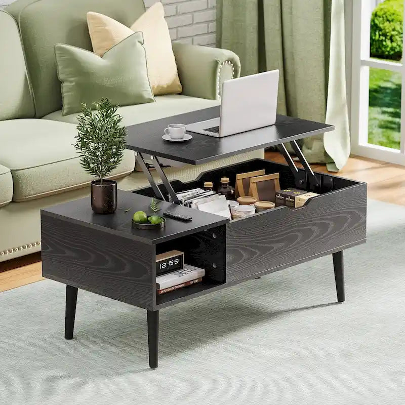 Lift Top Coffee Storage Wood Tables with Hidden Compartment Small Dining Desk for Home Living Room Office