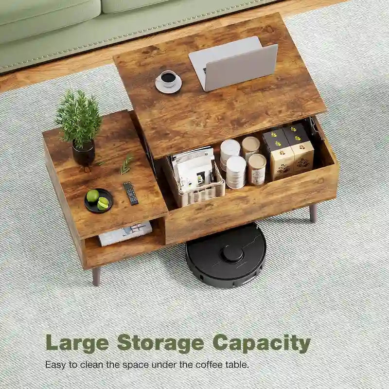 Lift Top Coffee Storage Wood Tables with Hidden Compartment Small Dining Desk for Home Living Room Office