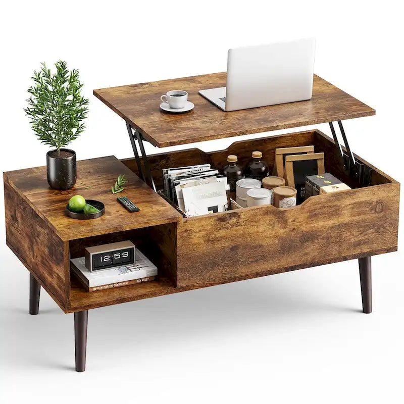 Lift Top Coffee Storage Wood Tables with Hidden Compartment Small Dining Desk for Home Living Room Office