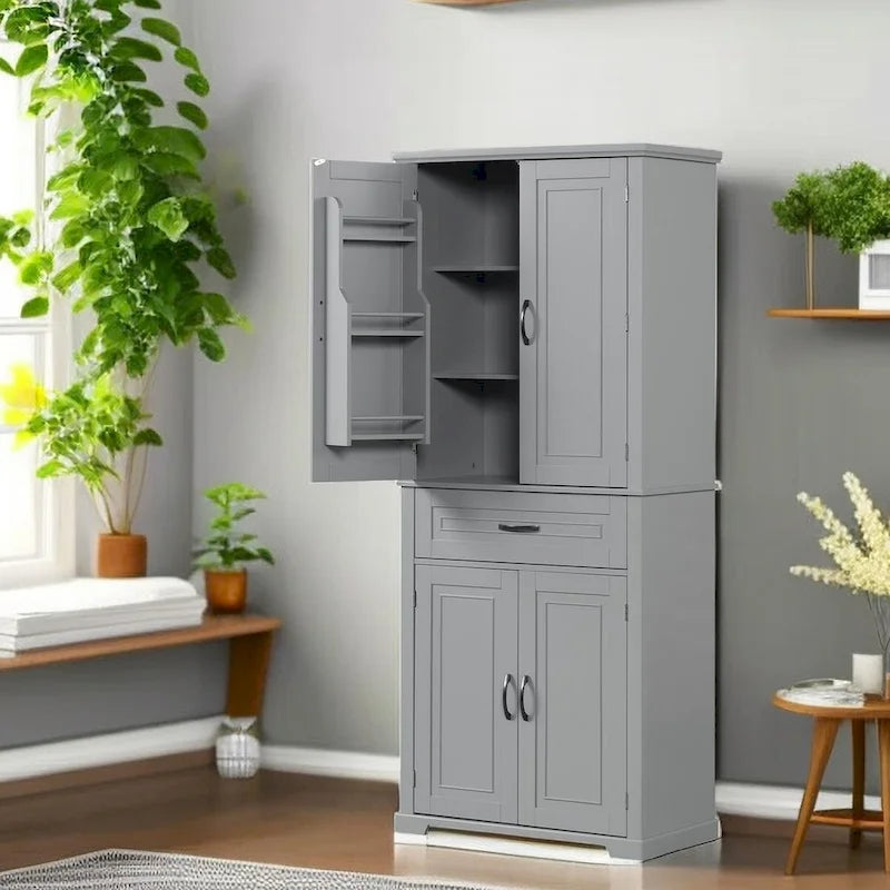 Freestanding Bathroom Cabinet with Doors Wooden Entryway Storage Cabinet