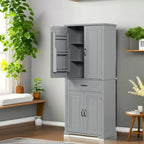 Freestanding Bathroom Cabinet with Doors Wooden Entryway Storage Cabinet