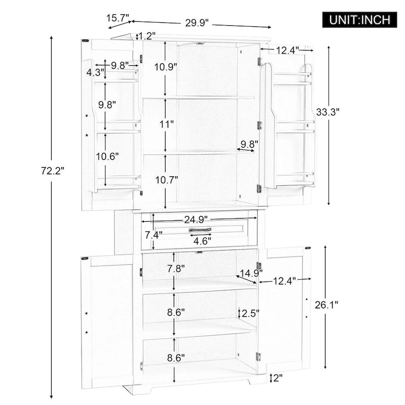 Freestanding Bathroom Cabinet with Doors Wooden Entryway Storage Cabinet