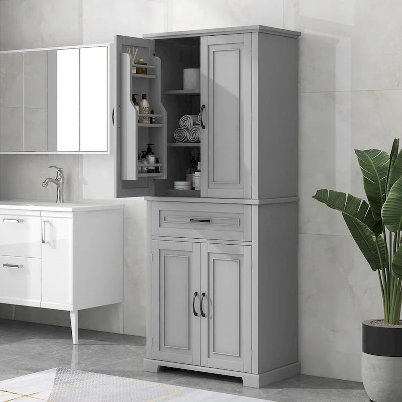 Freestanding Bathroom Cabinet with Doors Wooden Entryway Storage Cabinet