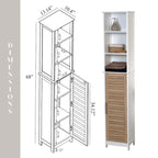 Tall Bathroom Storage Cabinet Slim Linen Tower - 13 7/8L x 10.4W x 68H