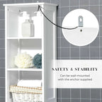 Tall Bathroom Storage Cabinet Slim Linen Tower - 13 7/8L x 10.4W x 68H