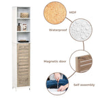 Tall Bathroom Storage Cabinet Slim Linen Tower - 13 7/8L x 10.4W x 68H
