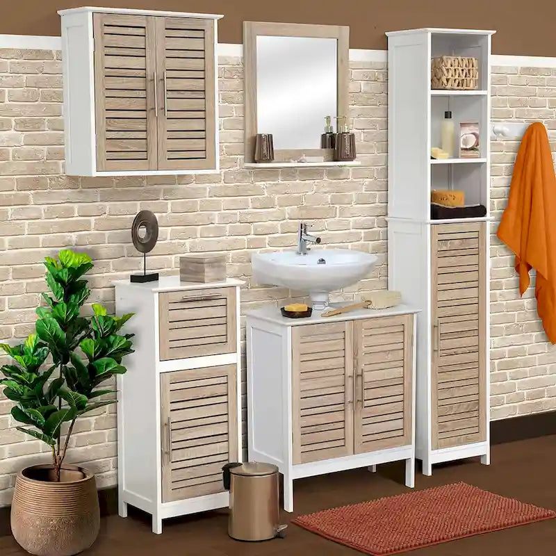 Tall Bathroom Storage Cabinet Slim Linen Tower - 13 7/8L x 10.4W x 68H