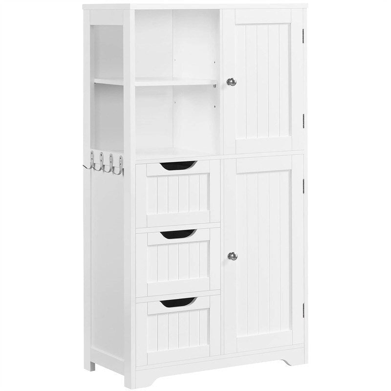 Bathroom Floor Storage Cabinet with Drawers Hooks - 42 - 12D x 24W x 42H