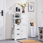 Bathroom Floor Storage Cabinet with Drawers Hooks - 42 - 12D x 24W x 42H