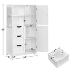 Bathroom Floor Storage Cabinet with Drawers Hooks - 42 - 12D x 24W x 42H