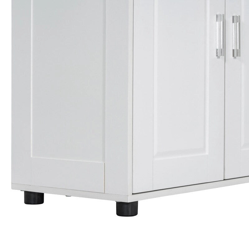 Freestanding Bathroom Storage Cabinet with 4 Doors, Adjustable Shelves