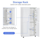 Freestanding Bathroom Storage Cabinet with 4 Doors, Adjustable Shelves