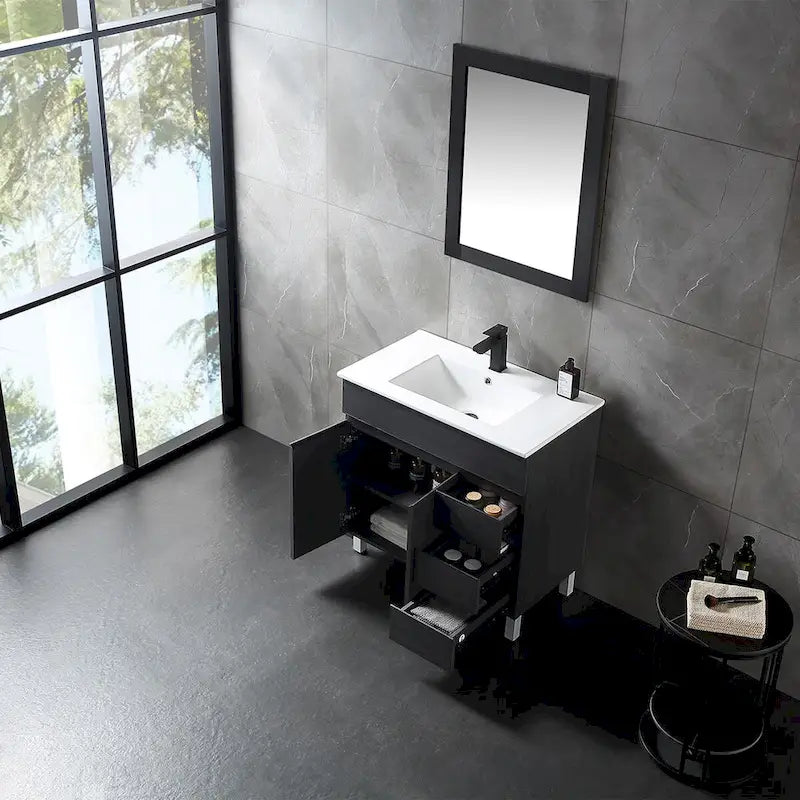 32 inch MDF black bathroom cabinet with sink - 32*32*20.4