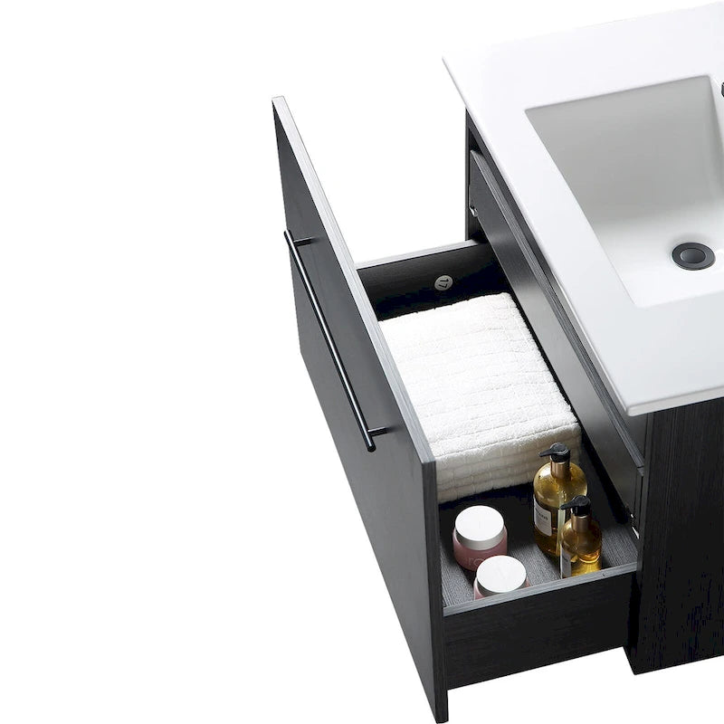 32 inch MDF black bathroom cabinet with sink - 32*32*20.4