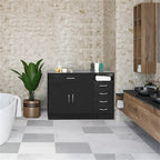 Double Doors and Five Drawers Bathroom Cabinet Black