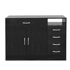 Double Doors and Five Drawers Bathroom Cabinet Black
