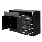 Double Doors and Five Drawers Bathroom Cabinet Black