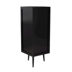 22.25 Floor Corner Cabinet, Three Tiers with Tempered Glass Doors and Storage Shelves for Bathroom, Living Room and Bedroom