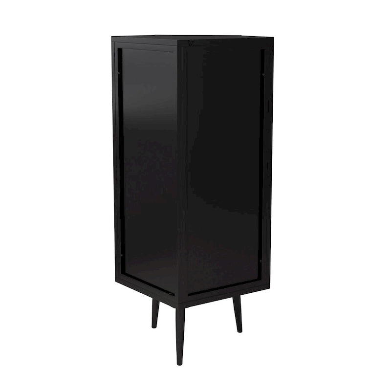22.25 Floor Corner Cabinet, Three Tiers with Tempered Glass Doors and Storage Shelves for Bathroom, Living Room and Bedroom