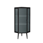 22.25 Floor Corner Cabinet, Three Tiers with Tempered Glass Doors and Storage Shelves for Bathroom, Living Room and Bedroom