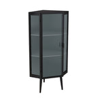 22.25 Floor Corner Cabinet, Three Tiers with Tempered Glass Doors and Storage Shelves for Bathroom, Living Room and Bedroom
