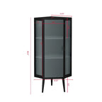 22.25 Floor Corner Cabinet, Three Tiers with Tempered Glass Doors and Storage Shelves for Bathroom, Living Room and Bedroom