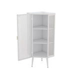 22.25 Floor Corner Cabinet, Three Tiers with Tempered Glass Doors and Storage Shelves for Bathroom, Living Room and Bedroom