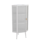 22.25 Floor Corner Cabinet, Three Tiers with Tempered Glass Doors and Storage Shelves for Bathroom, Living Room and Bedroom