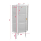 22.25 Floor Corner Cabinet, Three Tiers with Tempered Glass Doors and Storage Shelves for Bathroom, Living Room and Bedroom