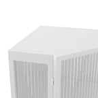 22.25 Floor Corner Cabinet, Three Tiers with Tempered Glass Doors and Storage Shelves for Bathroom, Living Room and Bedroom